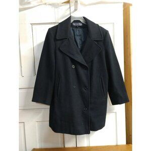 Herman Kay Womens Wool Blend Peacoat Size M Double-Breasted Black